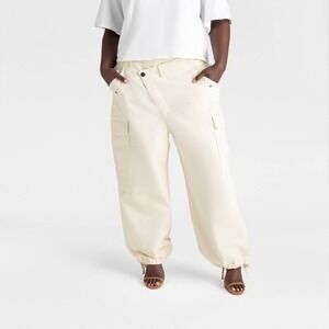 KBB KAHLANA Target XXL X-Large Mid-Rise Straight Leg The Cargo Jogger Cream Pant